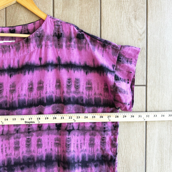 Bryn Walker Tie Dye Linen Top L/XL? Oversized Lagenlook Bohemian Hippie Festival - Picture 7 of 8